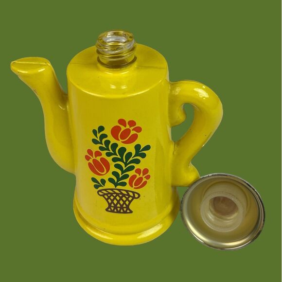 70s Avon Vintage Koffee Klatch Harvest Gold Groovy Floral Collectible Bottle - Picture 7 of 8